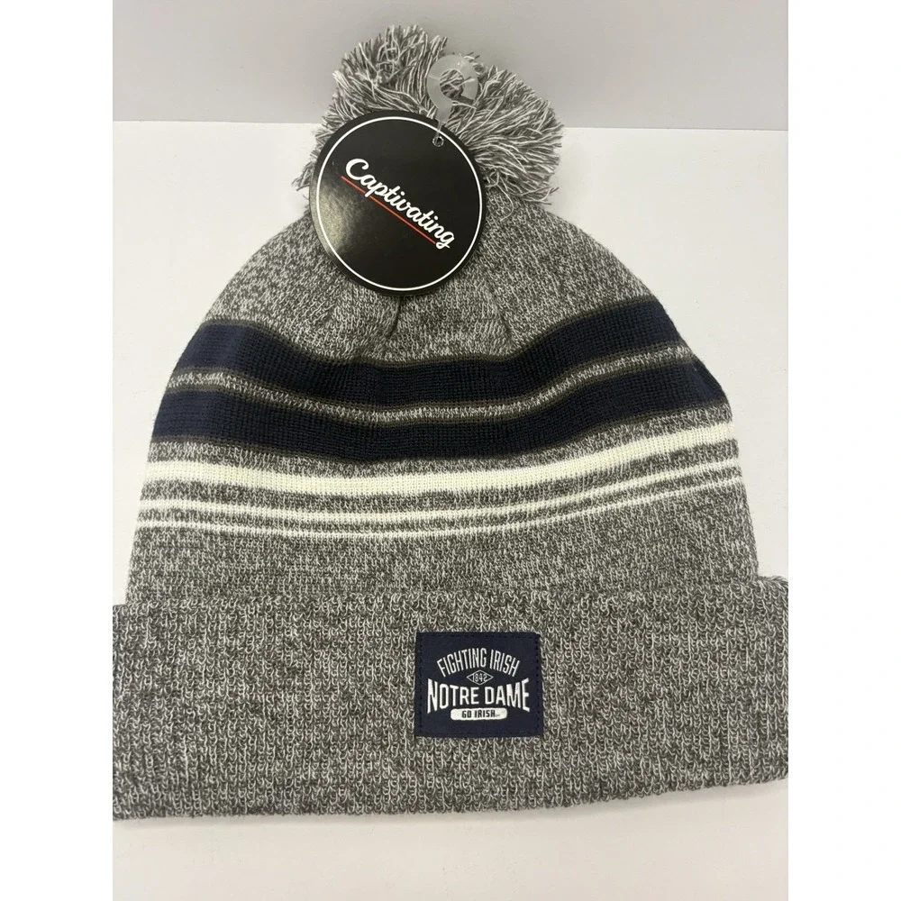 NEW WITH TAG. Notre Dame Fighting Irish Black Gray Cuffed Knit Beanie.
